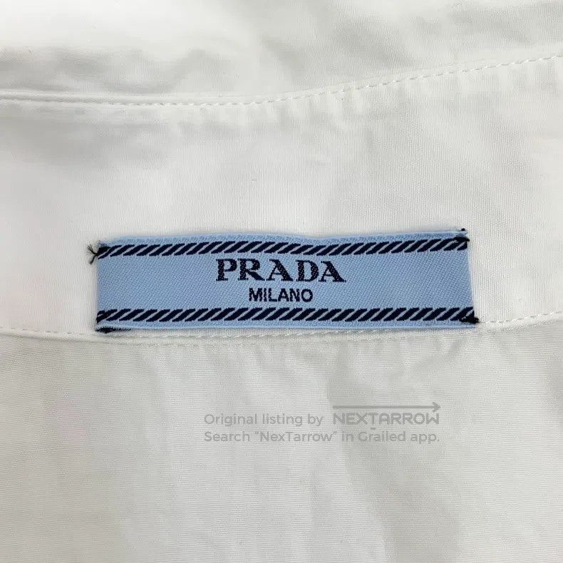 Prada Prada White logo-decorated cotton lapel single-breasted lo Size US XXS / EU 40 - 6 Thumbnail