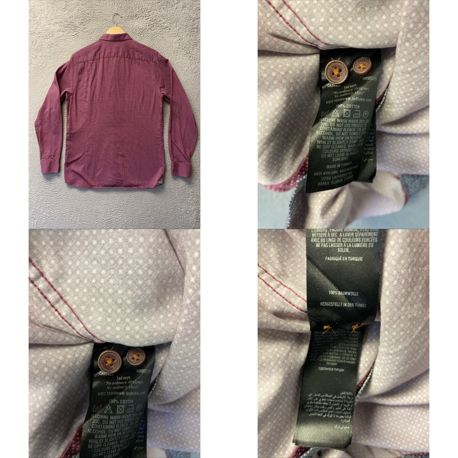 Ted Baker Ted Baker Shirt Men’s Size M Slim Cotton Red Geometric Button-Up Long Sleeve Casual Party/Cocktail Travel 3 M Mens Regular Red Ted Baker Size US S / EU 44-46 / 1 - 8 Thumbnail