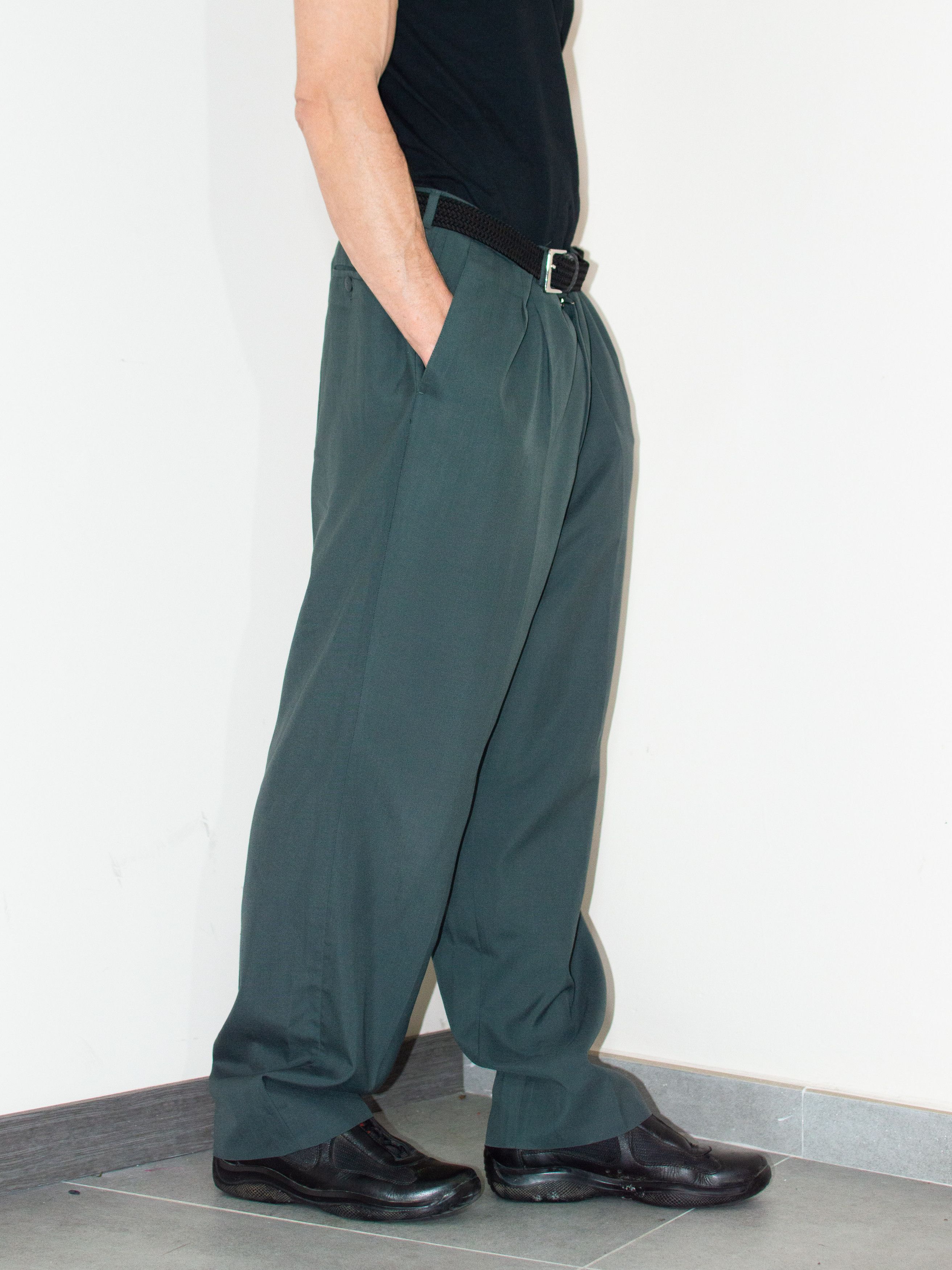 Designer × Vintage Vintage 90s Burberry Dark Green Pleated Chino Trousers Size US 30 / EU 46 - 3 Thumbnail