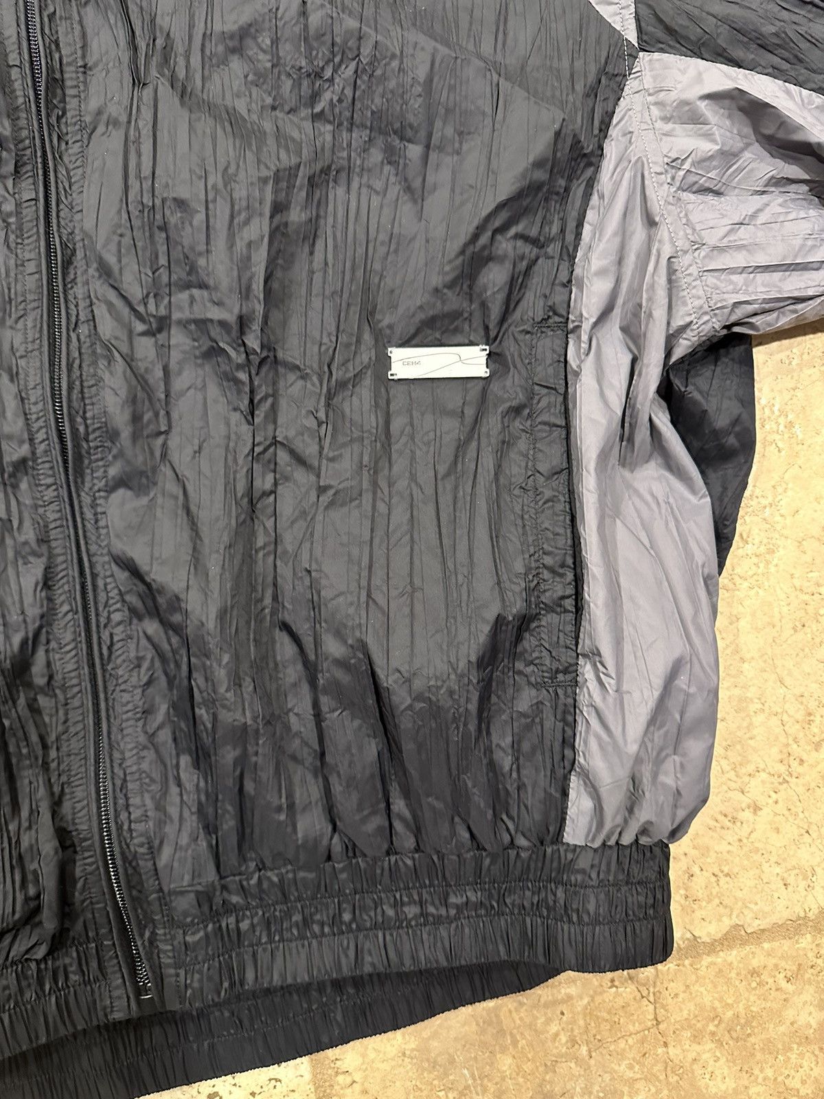 C2H4 C2H4 Wrinkled Nylon Arch Paneled Track Grey/Black Jacket Size US L / EU 52-54 / 3 - 6 Thumbnail