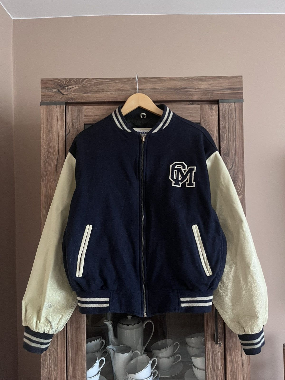 Vintage Vintage Club Med Varsity Wool Leather Jacket M Size US M / EU 48-50 / 2 - 2 Thumbnail