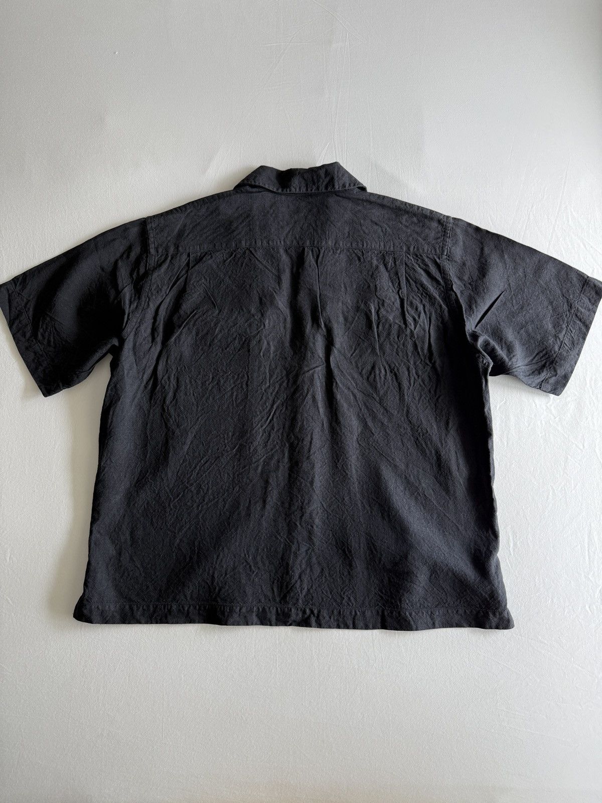 Japanese Brand Kaptain Sunshine Black Linen/Silk Camp Collar Shirt Size US XL / EU 56 / 4 - 2 Thumbnail