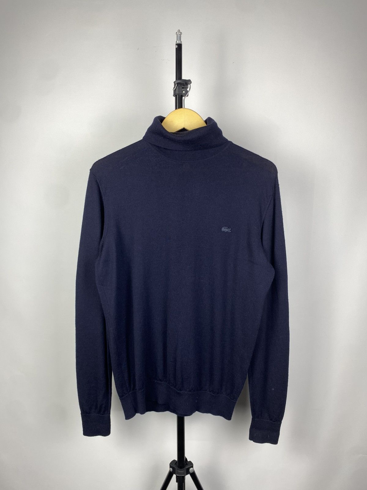 Lacoste Vintage 00s High Neck Lacoste Sweater Blue Sweatshirt Size US L / EU 52-54 / 3 - 1 Thumbnail