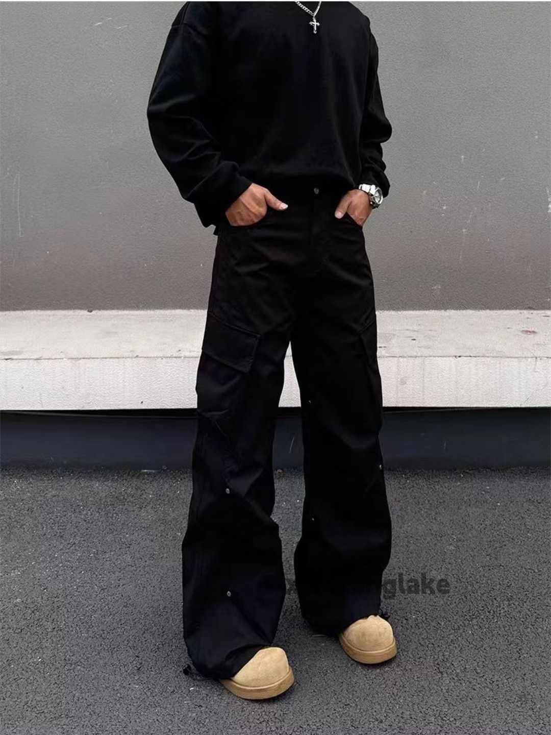 utility military outdoor skate sports pleated cargo pants