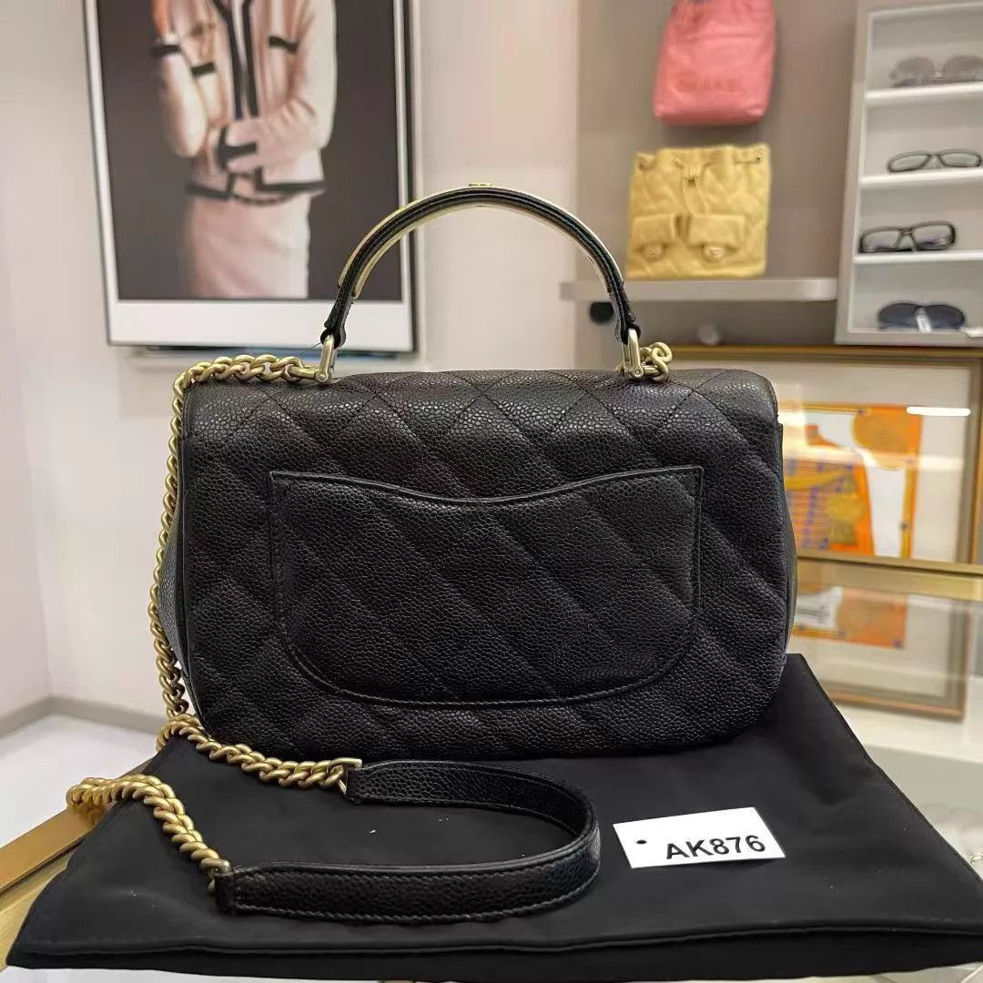 Chanel Chanel Carry Around Black & Gold Litchi 24x14x7 AK876 Size ONE SIZE - 6 Thumbnail