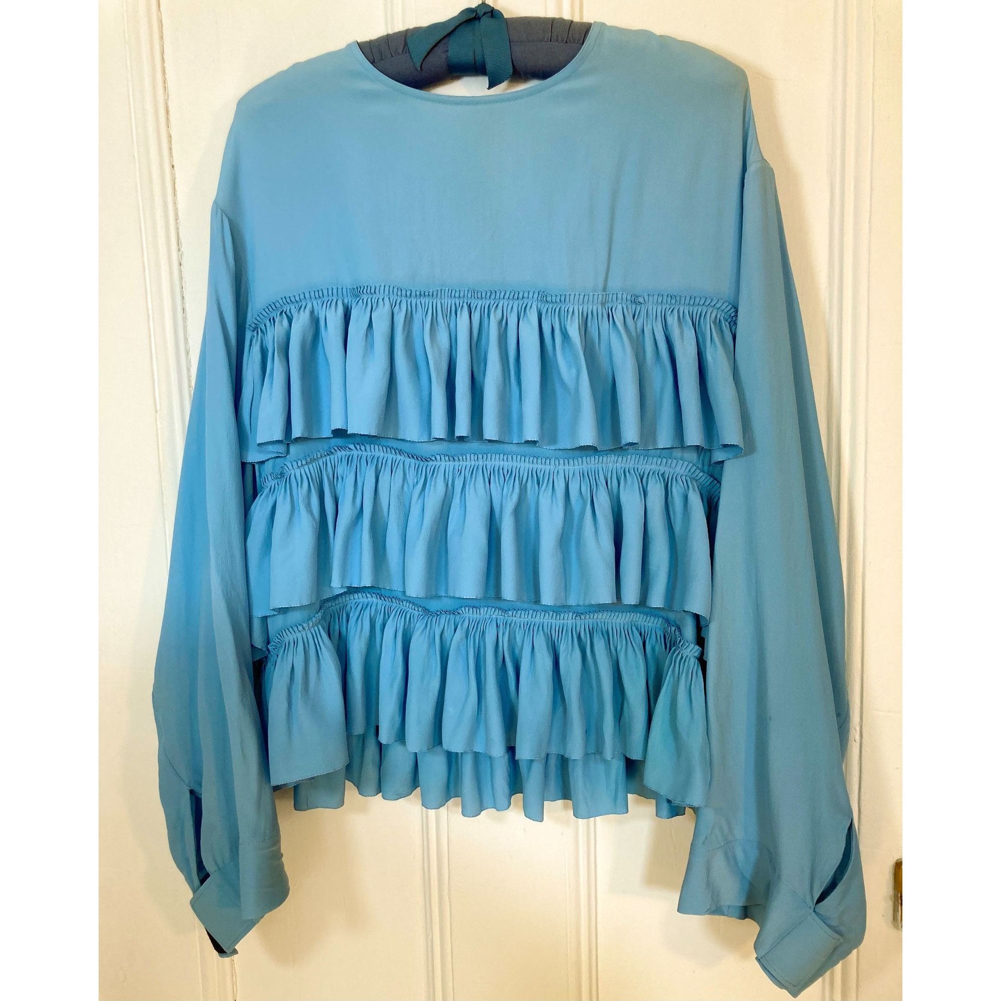 Marni Marni, Roomy Sky Blue Ruffled Blouse, Size 42 IT, (6 US, 38 Size M / US 6-8 / IT 42-44 - 1 Thumbnail