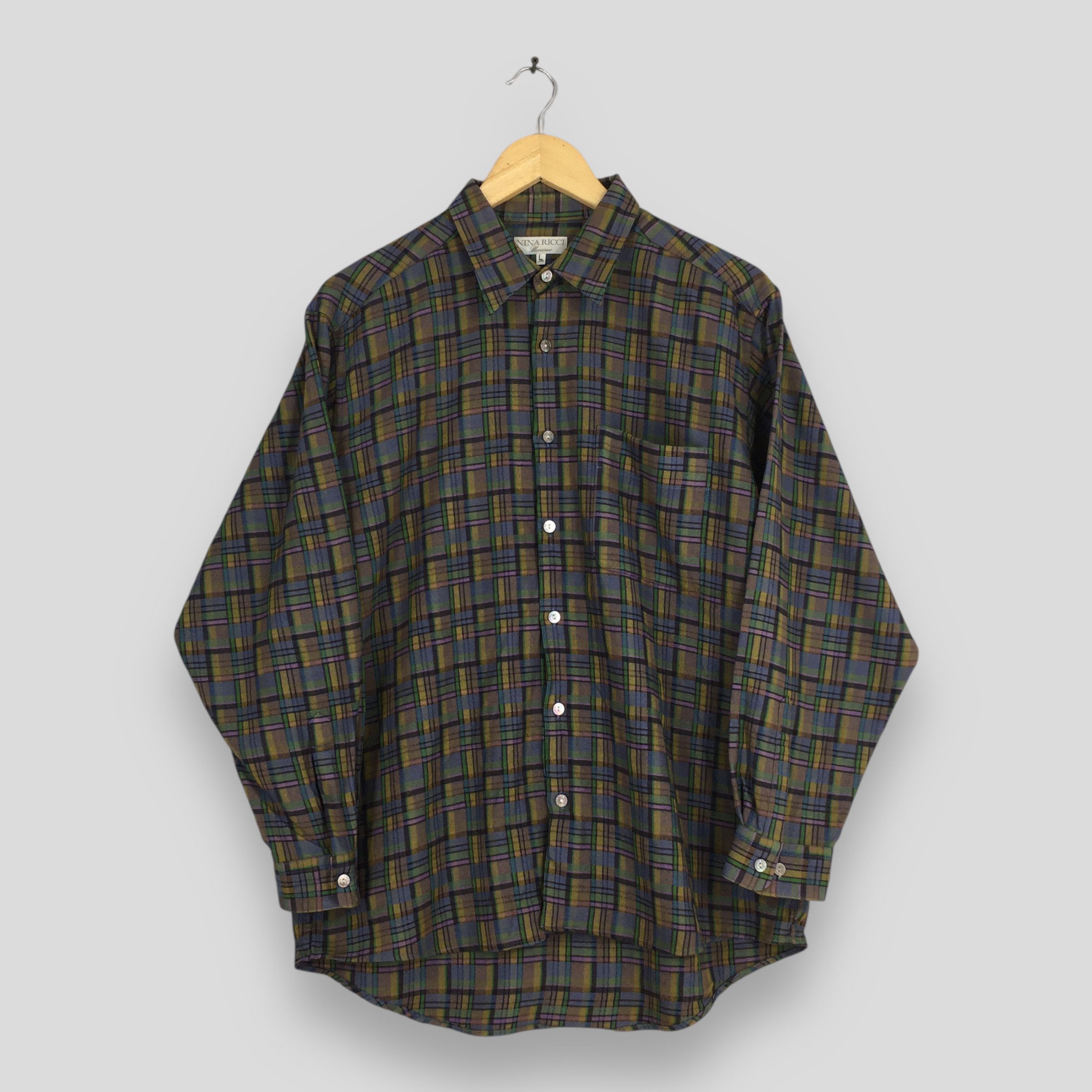 Vintage Vintage Nina Ricci Plaid Checkered Casual Shirt Large Size US L / EU 52-54 / 3 - 1 Thumbnail