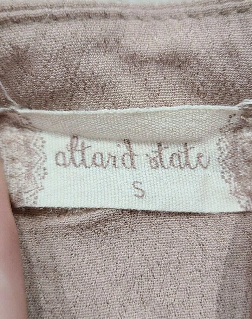 Designer Altar'd State Top Small Tan Long Sleeve V Neck Lace Up Size S / US 4 / IT 40 - 3 Thumbnail