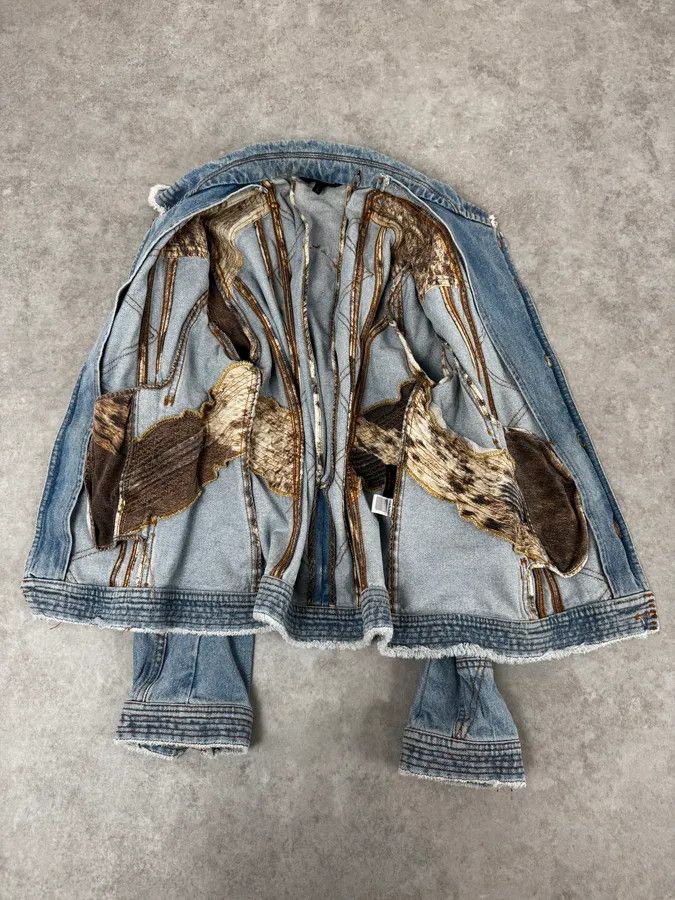 Roberto Cavalli FW2002 Roberto Cavalli Geometrical Blue Denim Jacket Size US S / EU 44-46 / 1 - 6 Thumbnail