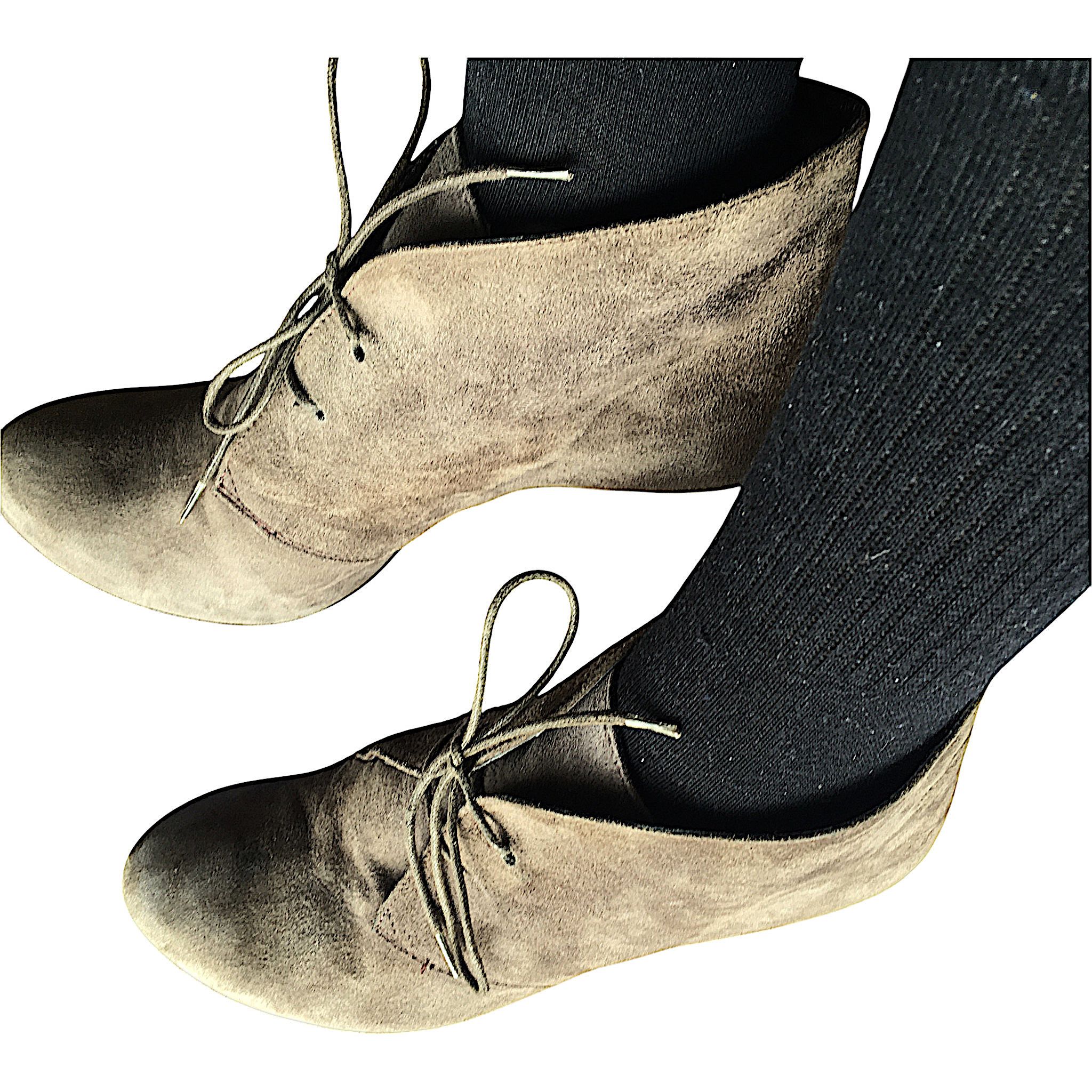 Vintage Tasca Suede Ankle Boots - Beige & Brown Leather Size US 10 / IT 40 - 11 Thumbnail