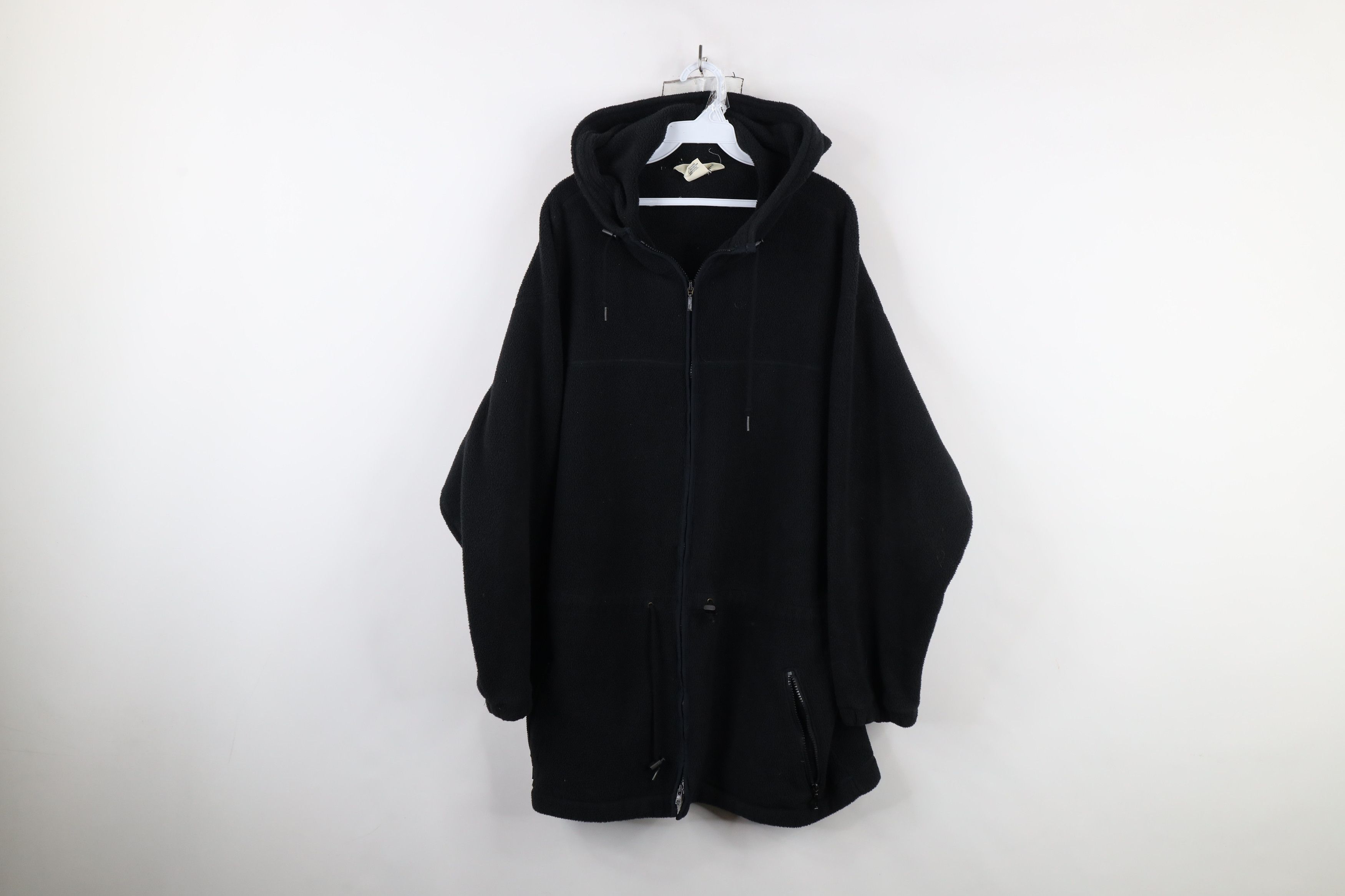 Eddie Bauer × Vintage Vintage 90s Eddie Bauer Hooded Fleece Jacket Black USA Size L / US 10 / IT 46 - 1 Thumbnail