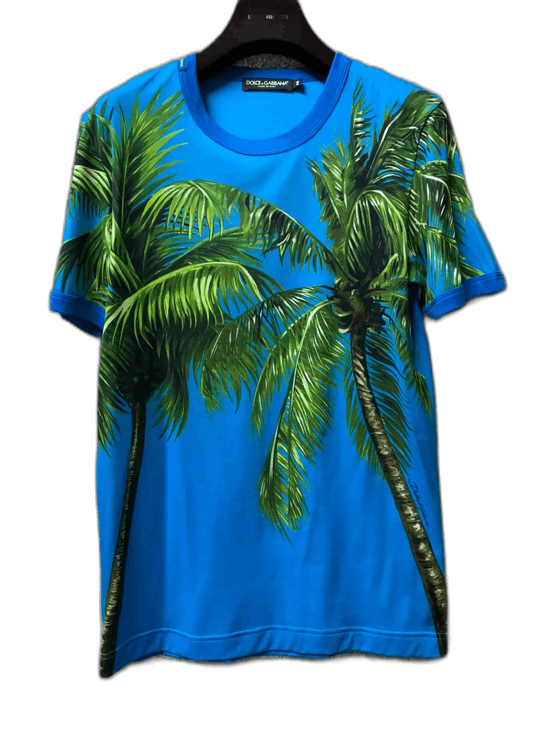 Dolce & Gabbana Dolce Gabbana Men's Blue Palm T-shirt Size US S / EU 44-46 / 1 - 1 Thumbnail