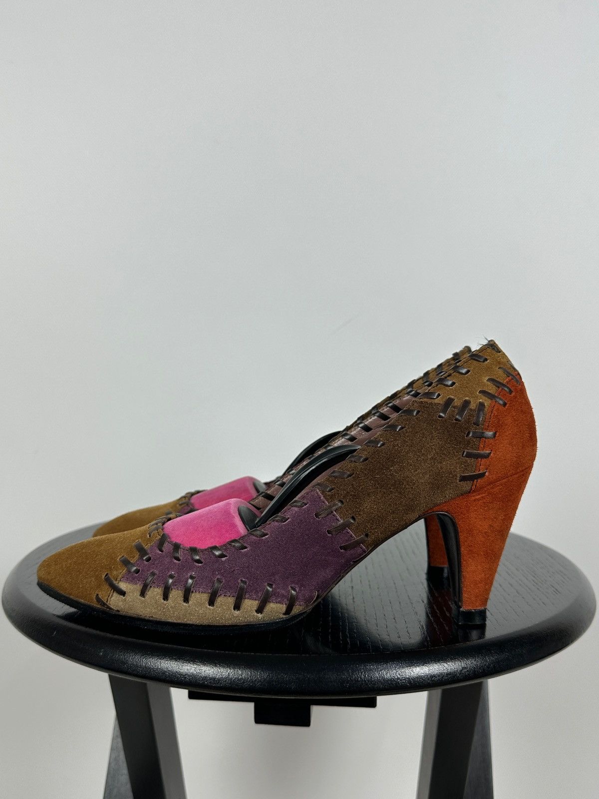 Miu Miu Multicolor Suede Patchwork Heels