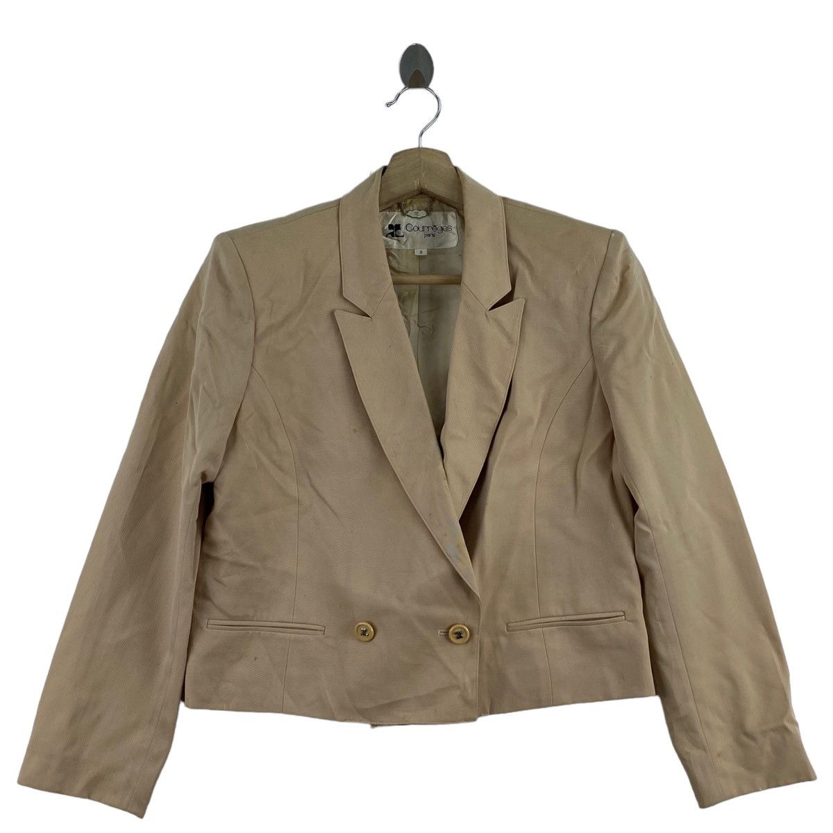Courreges × Vintage Vintage COURREGES PARIS France Designer Beige Formal Coat Size S / US 4 / IT 40 - 1 Thumbnail