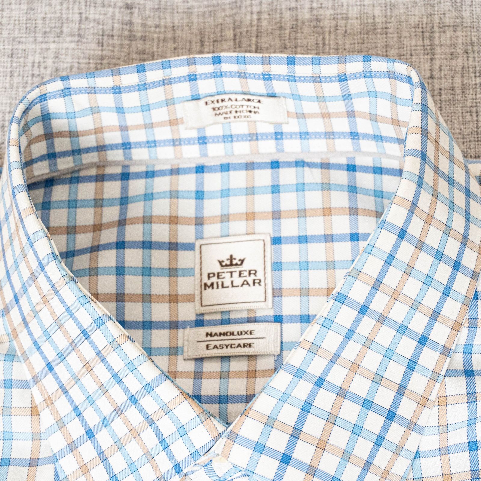 Peter Millar Peter Millar Nanoluxe Easycare Button Down Shirt White blue Size US XL / EU 56 / 4 - 10 Thumbnail