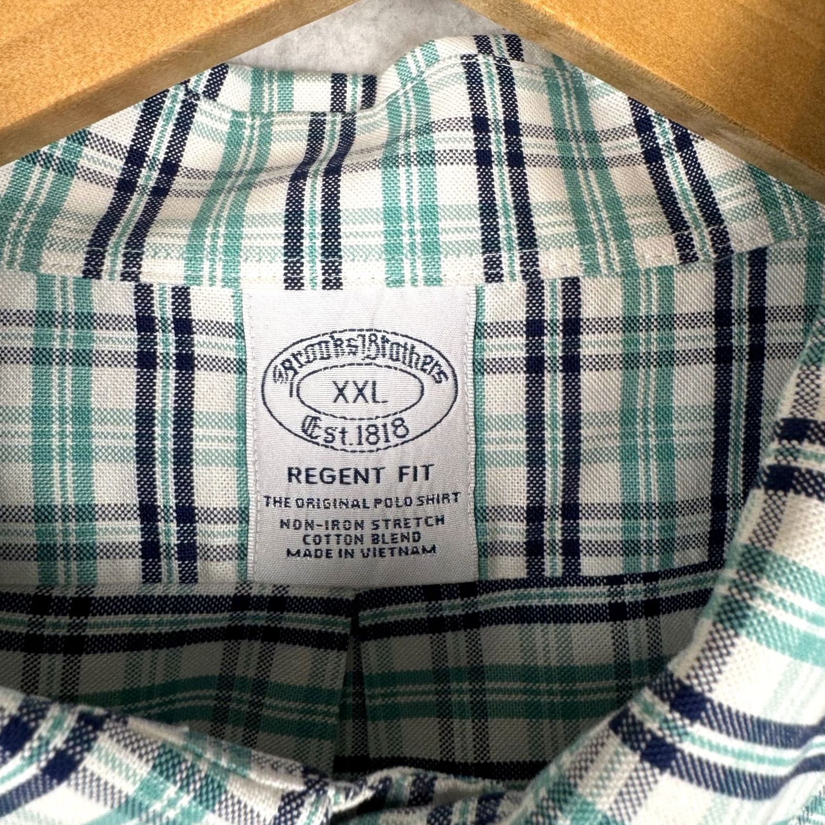 Brooks Brothers Brooks Brothers Mens XXL Regent Fit Green White Plaid Button-Down Shirt Size US XXL / EU 58 / 5 - 5 Thumbnail