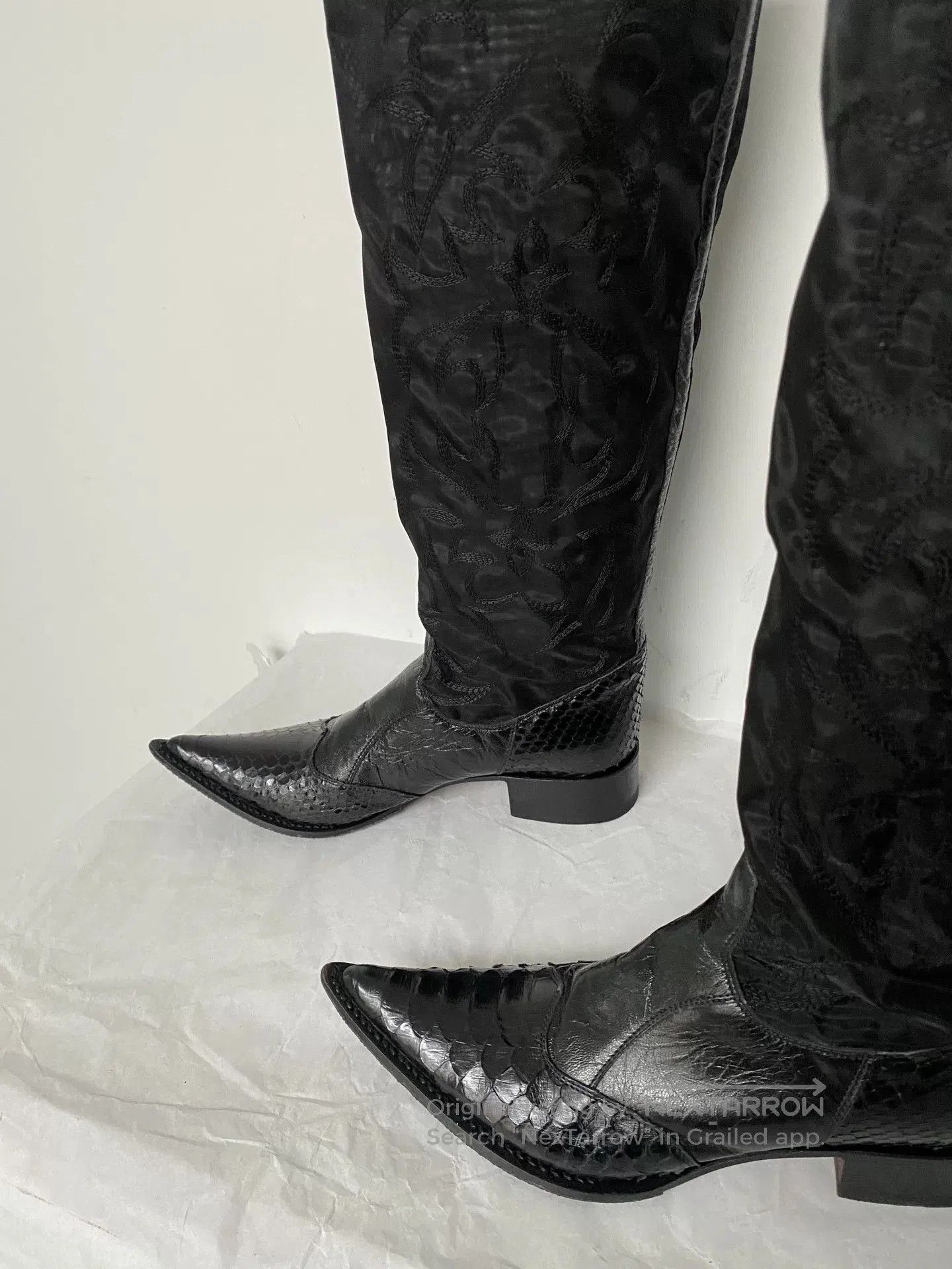 Gianni Barbato Gianni Barbato Pointed Toe Embroidered Leather Boots. Size US 5.5 / IT 35.5 - 6 Thumbnail