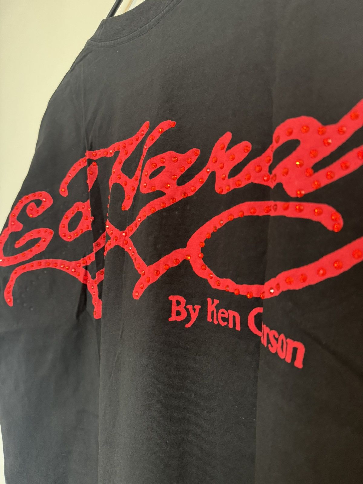 Complex × Ed Hardy × Ken Carson Ken Carson Ed Hardy ComplexCon Black and Red Rhinestone Tee Size US L / EU 52-54 / 3 - 7 Thumbnail