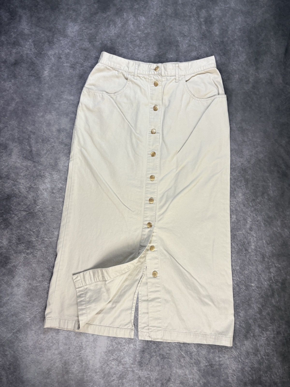 Eddie Bauer × Vintage 1990s Vintage Maxi Skirt Eddie Bauer Front Button Long Vent Size 32" / US 10 / IT 46 - 12 Thumbnail