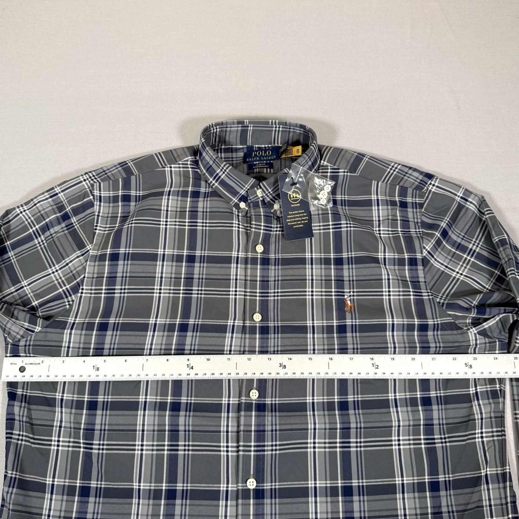 Polo Ralph Lauren Polo Ralph Lauren Shirt Men XL Gray Plaid Performance Slim Fit Button Up Wicking Size US XL / EU 56 / 4 - 6 Thumbnail