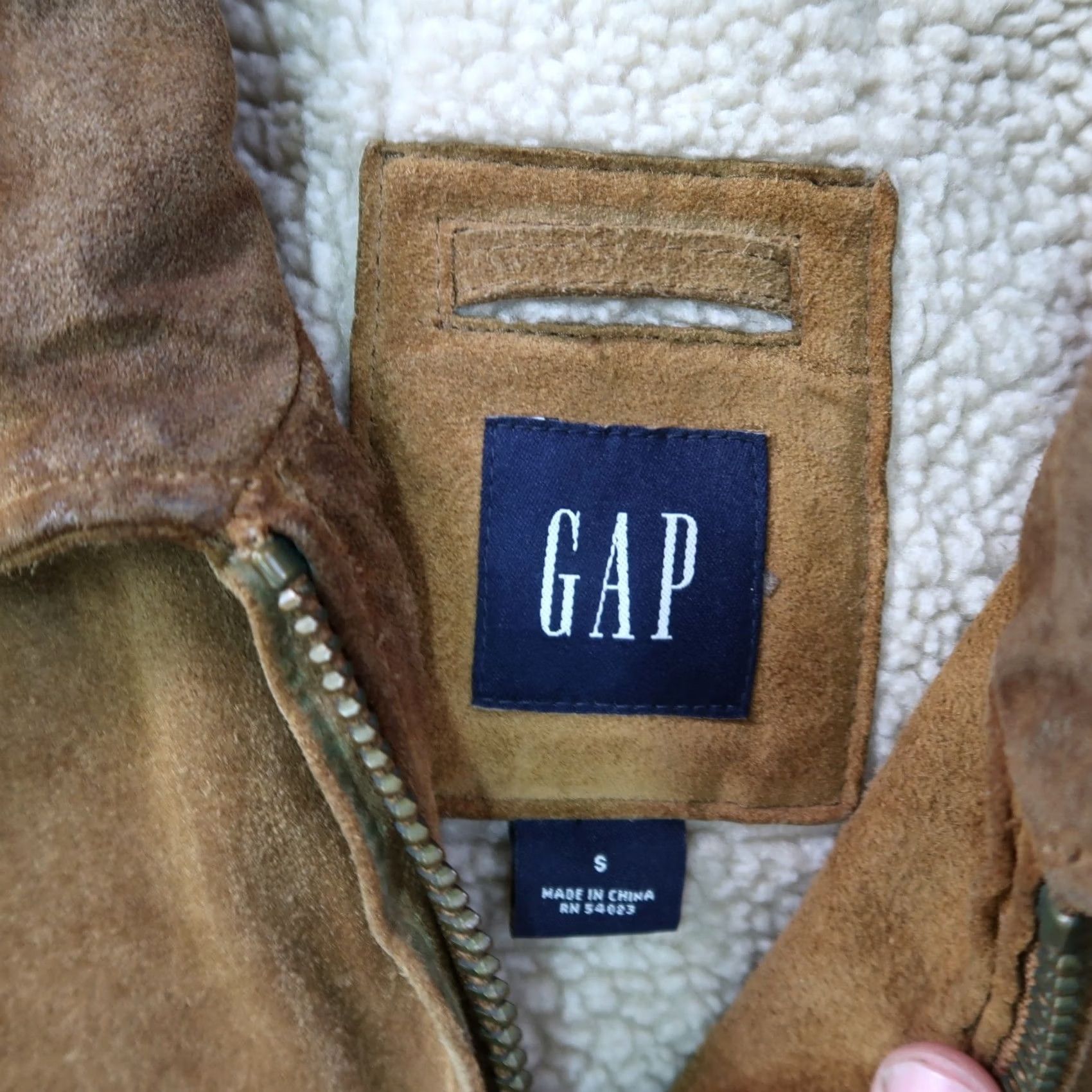 Gap VINTAGE GAP Beige SUEDE Leather Jacket Men Small Full Zip Fleece Lined Size US S / EU 44-46 / 1 - 6 Thumbnail
