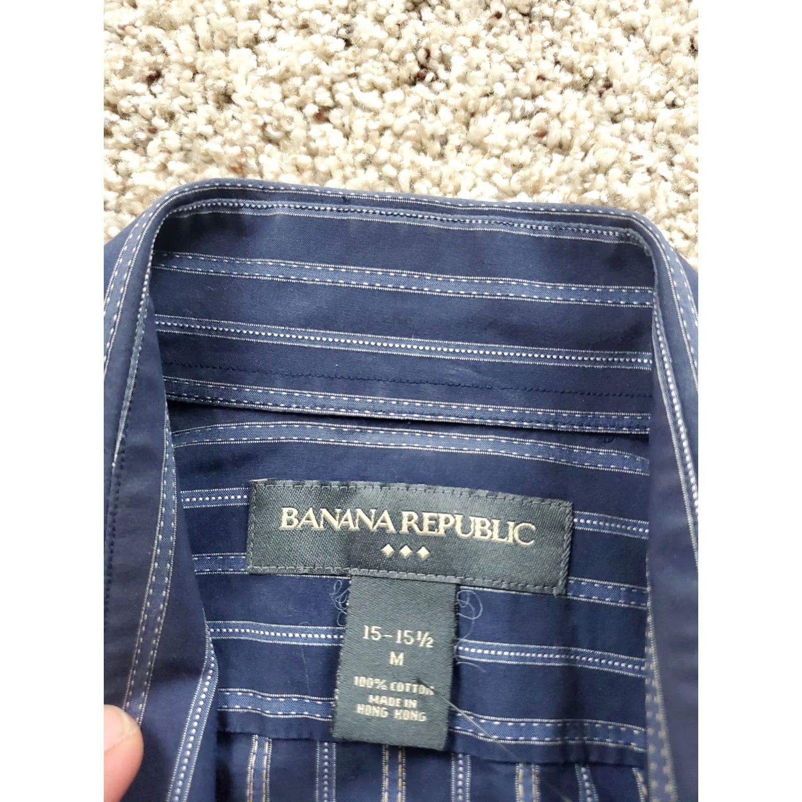 Banana Republic VINTAGE Banana Republic Shirt Mens Medium Blue Striped Button Up French Cuff Size US S / EU 44-46 / 1 - 4 Thumbnail