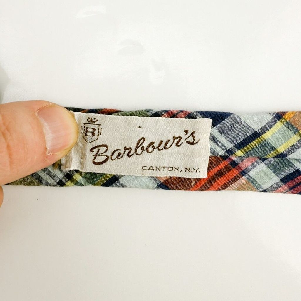 Vintage ROOSTER 70's 80's Assymetrical Barbour's Plaid Rainbow Tie Size ONE SIZE - 4 Thumbnail