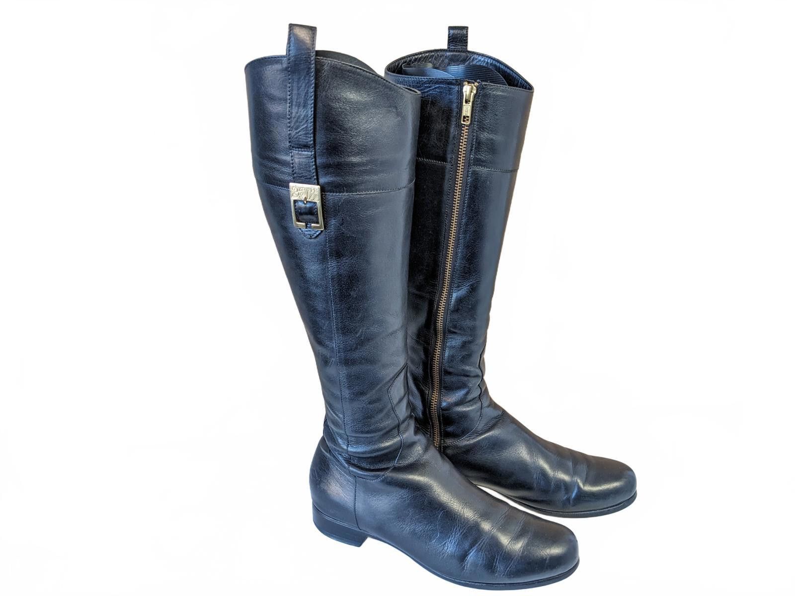 Other Poppy Barley Mexico Women Knee-High Boots Black Leather 10 Size US 10 / IT 40 - 1 Thumbnail