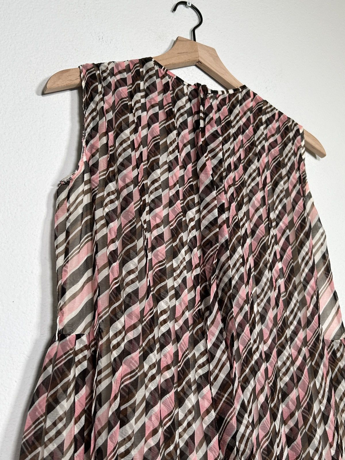 Prada Silk Plaid Pleated Sleeveless Mini Dress Size M / US 6-8 / IT 42-44 - 5 Thumbnail