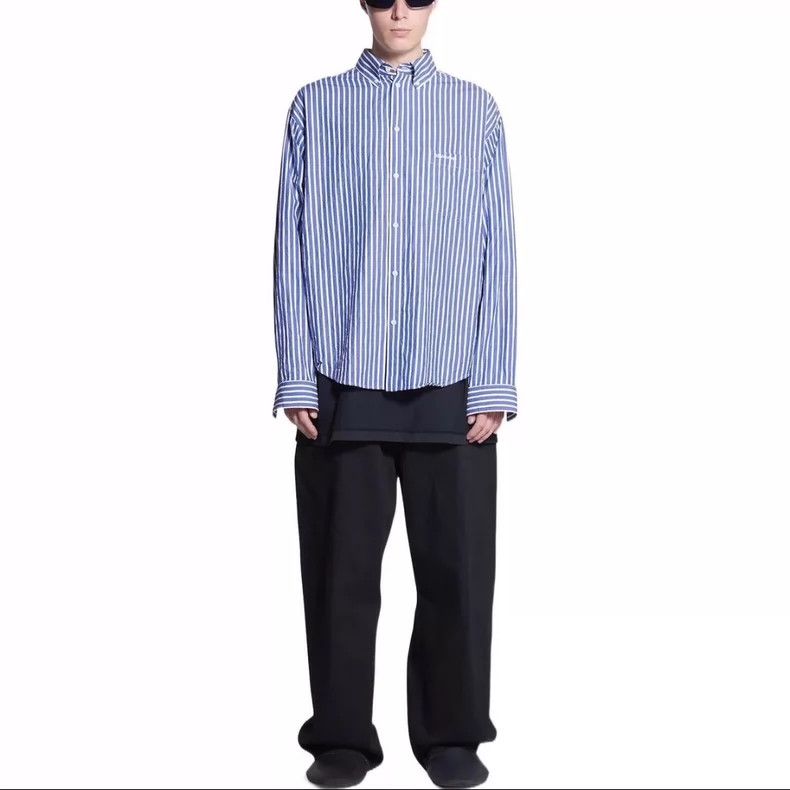 Balenciaga Balenciaga size 37 Embroidered logo silhouette striped shir Size US M / EU 48-50 / 2 - 7 Thumbnail