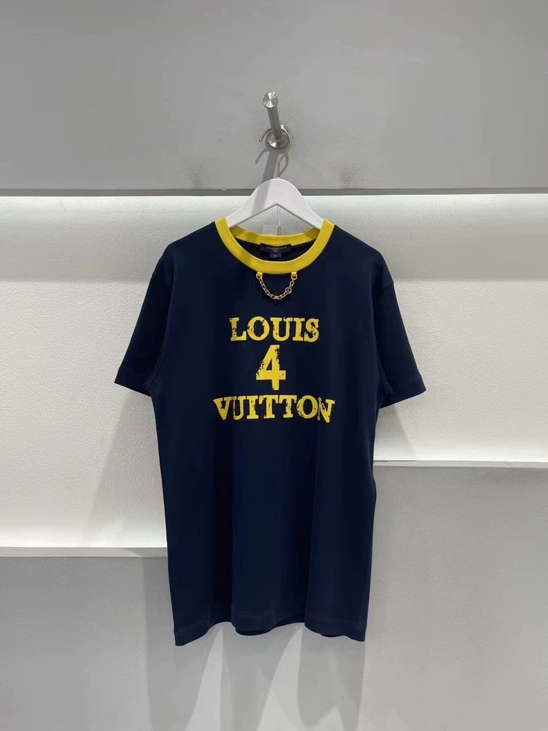Louis Vuitton Louis Vuitton Blue and yellow No.4 slogan chain short sleev Size US XS / EU 42 / 0 - 1 Thumbnail