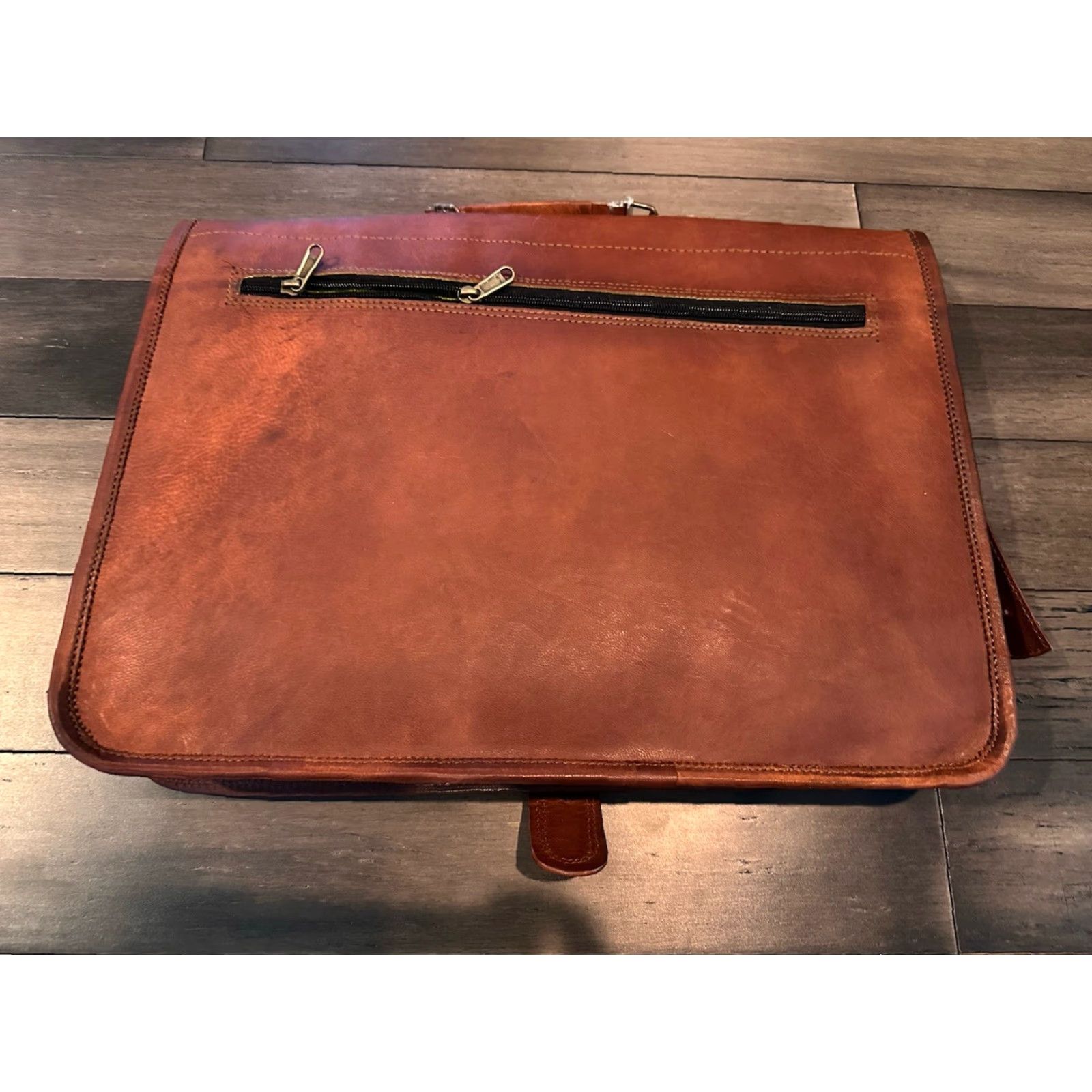 Vintage VINTAGE Cuero Leather Messenger Bag 17" – Laptop Work Bag, Men, Large, Brown, Leather, Adjustable Strap, 18in Width, 13in Height, 5.5in Depth Size ONE SIZE - 2 Thumbnail
