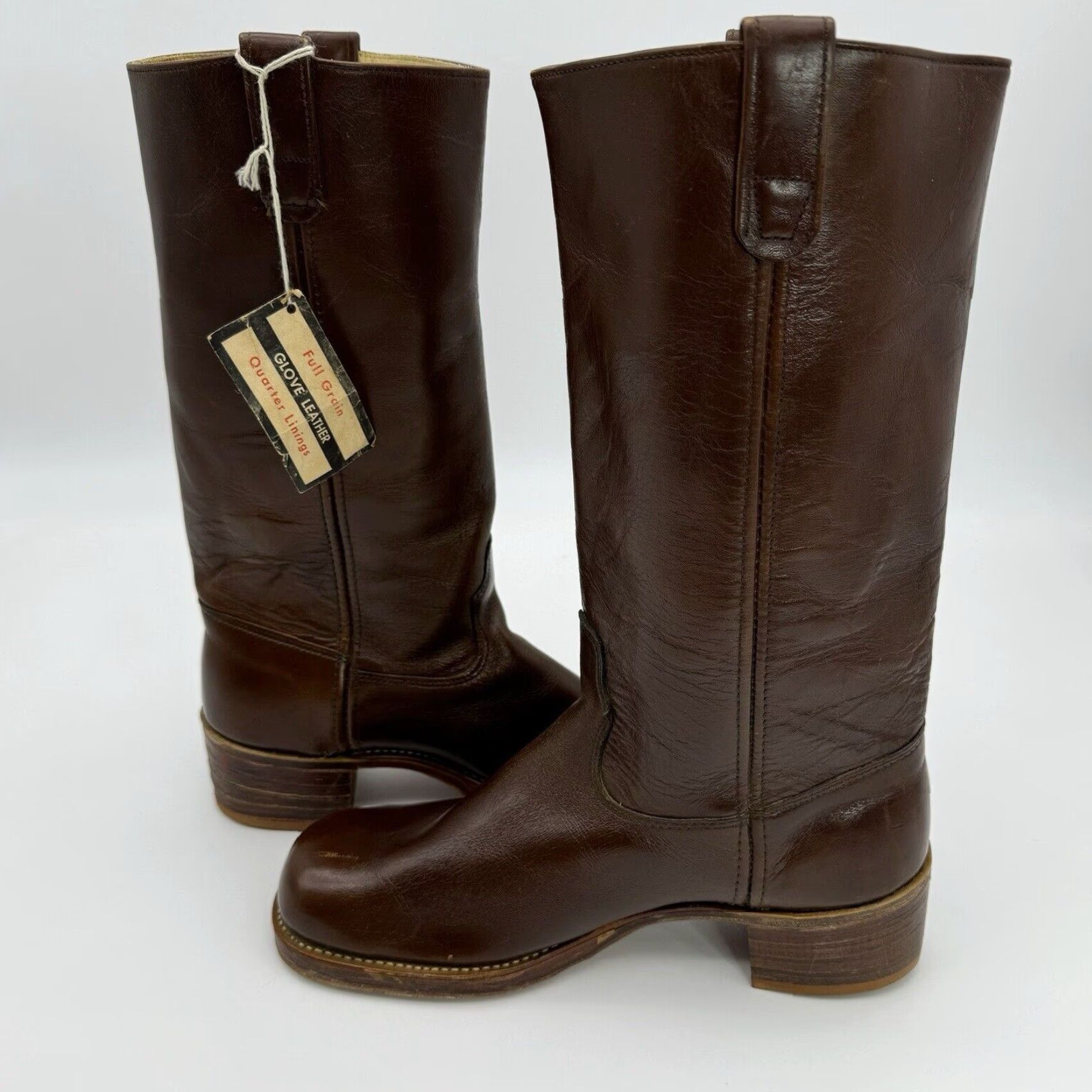 Vintage VINTAGE Double-H 12" Banana Boots Western Boot Men’s 11 D Leather Stacked Heel 1970s USA Size ONE SIZE - 6 Thumbnail