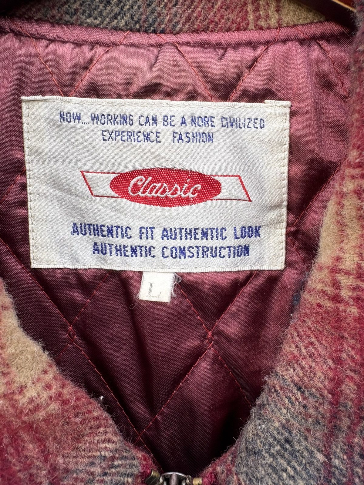 Vintage Vintage Classic Burgundy Wool Plaid Tartan Works Jacket Size US L / EU 52-54 / 3 - 2 Thumbnail