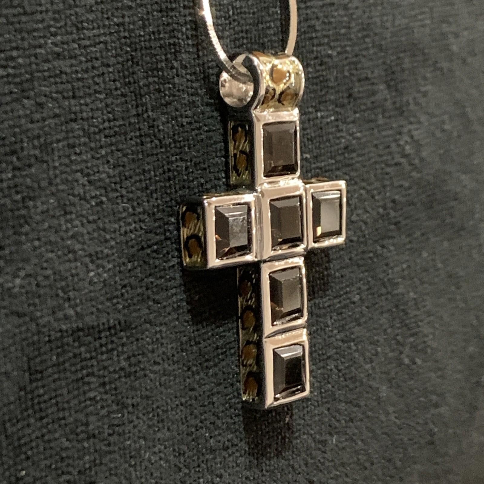 Signal Sport SIGAL 925, Smoky Quartz Cross & Italian Square Snake Chain Size ONE SIZE - 1 Thumbnail