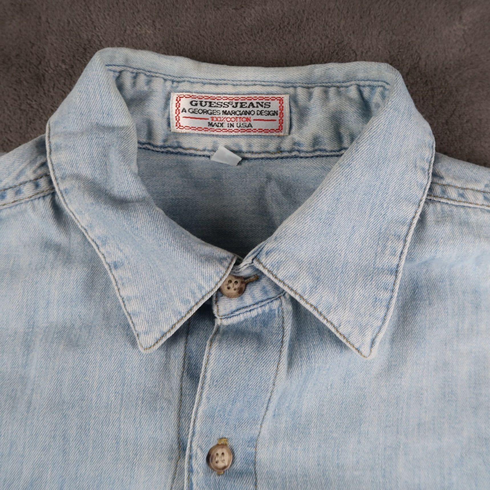 Guess VINTAGE Guess By Georges Marciano Button-Up Denim Embroidered 90s Size 2 Large Blue Unisex Adults Mens Womens (adjust to end gender if applicable) Size XS / US 0-2 / IT 36-38 - 4 Thumbnail
