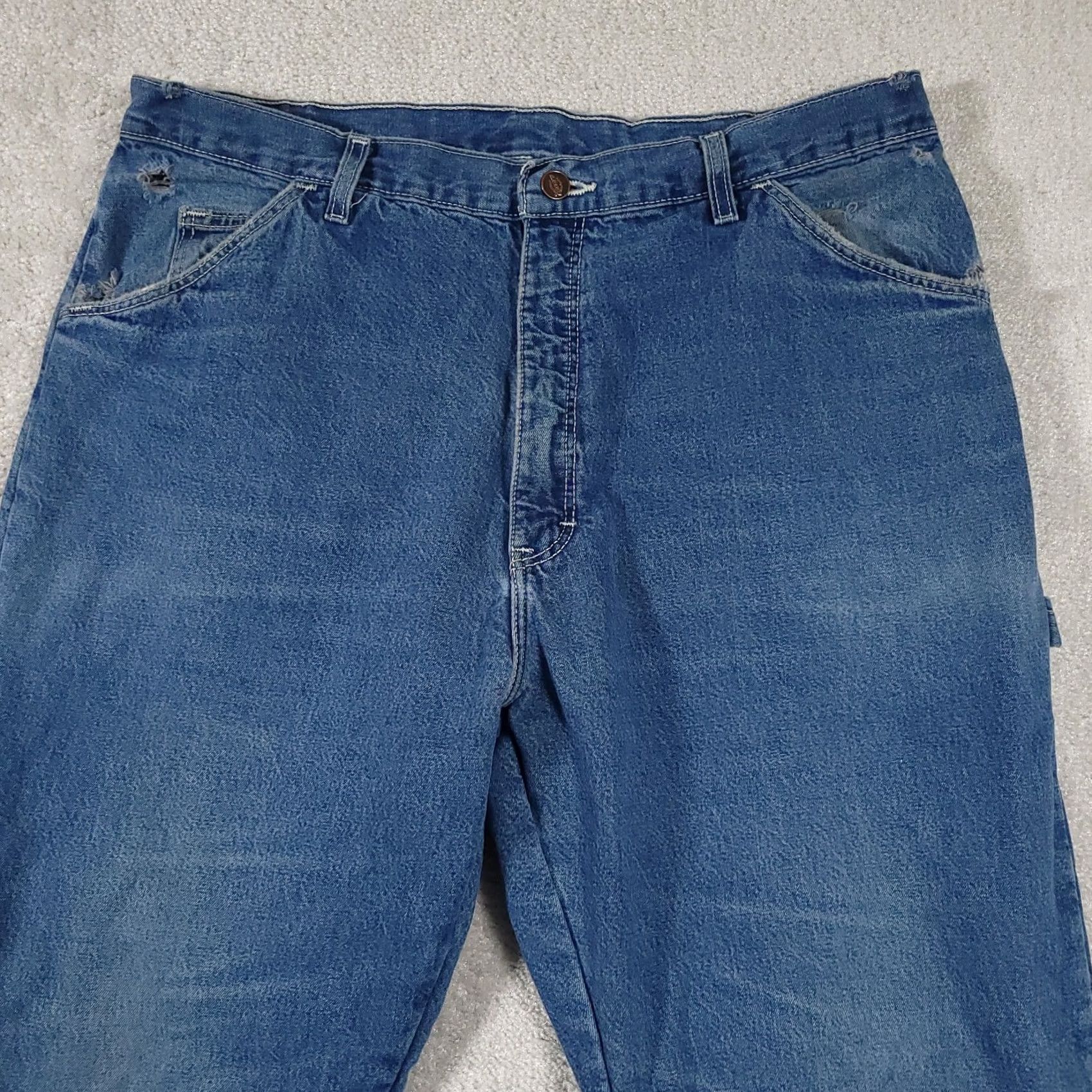 Dickies Dickies Jeans Denim 38X32 Carpenter Lined Workwear Straight Mens Regular Blue Cotton Denim 32 Inseam Medium Wash Size US 38 / EU 54 - 3 Thumbnail