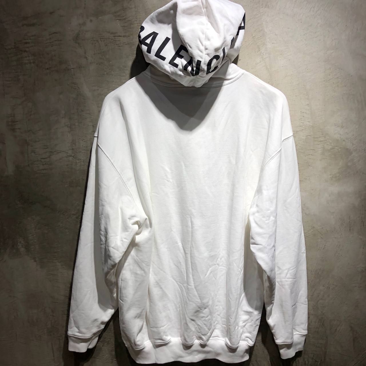 Pre-owned Balenciaga Hood Logo Hoodie In White