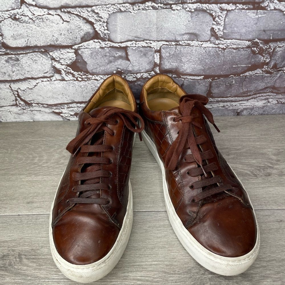 Johnston & Murphy Johnston & Murphy Jake Brown Leather Croc Embossed Lace Up L Size US 9 / EU 42 - 3 Thumbnail