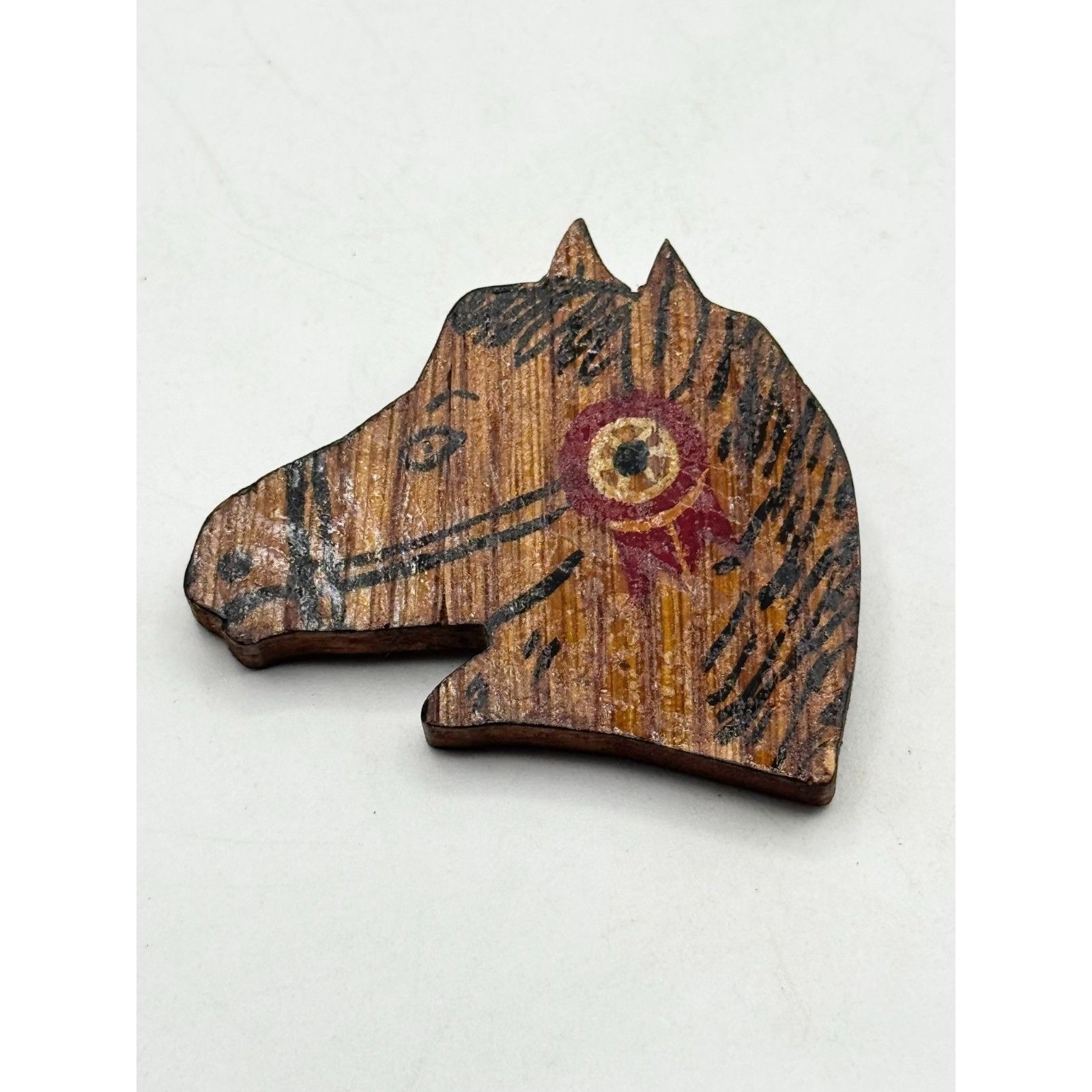 Vintage Vintage wood wooden horse head brooch pin Size ONE SIZE - 4 Thumbnail
