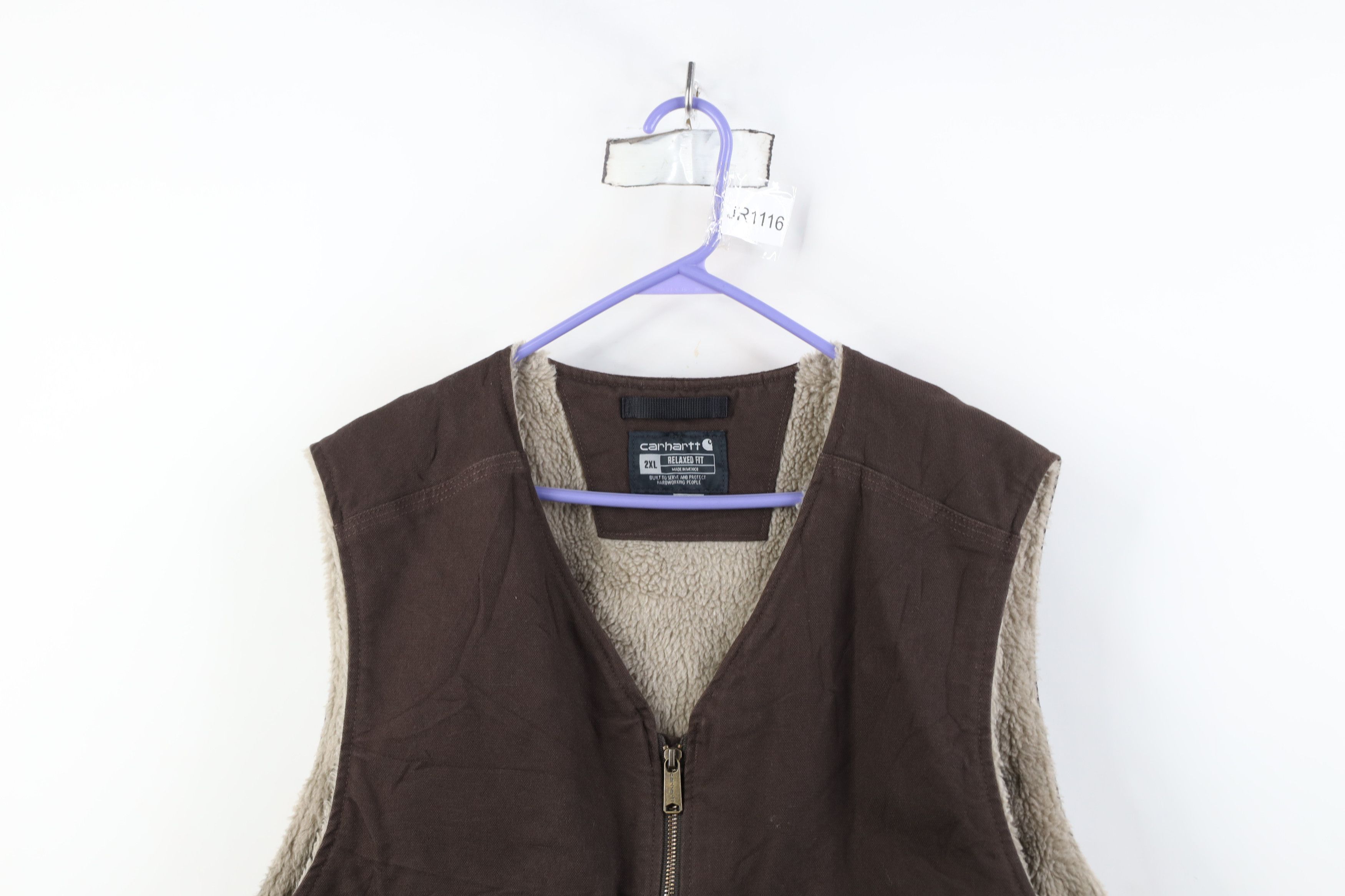 Carhartt Vintage Y2K Carhartt Fleece Lined Canvas Vest Jacket Brown Size US XXL / EU 58 / 5 - 2 Thumbnail