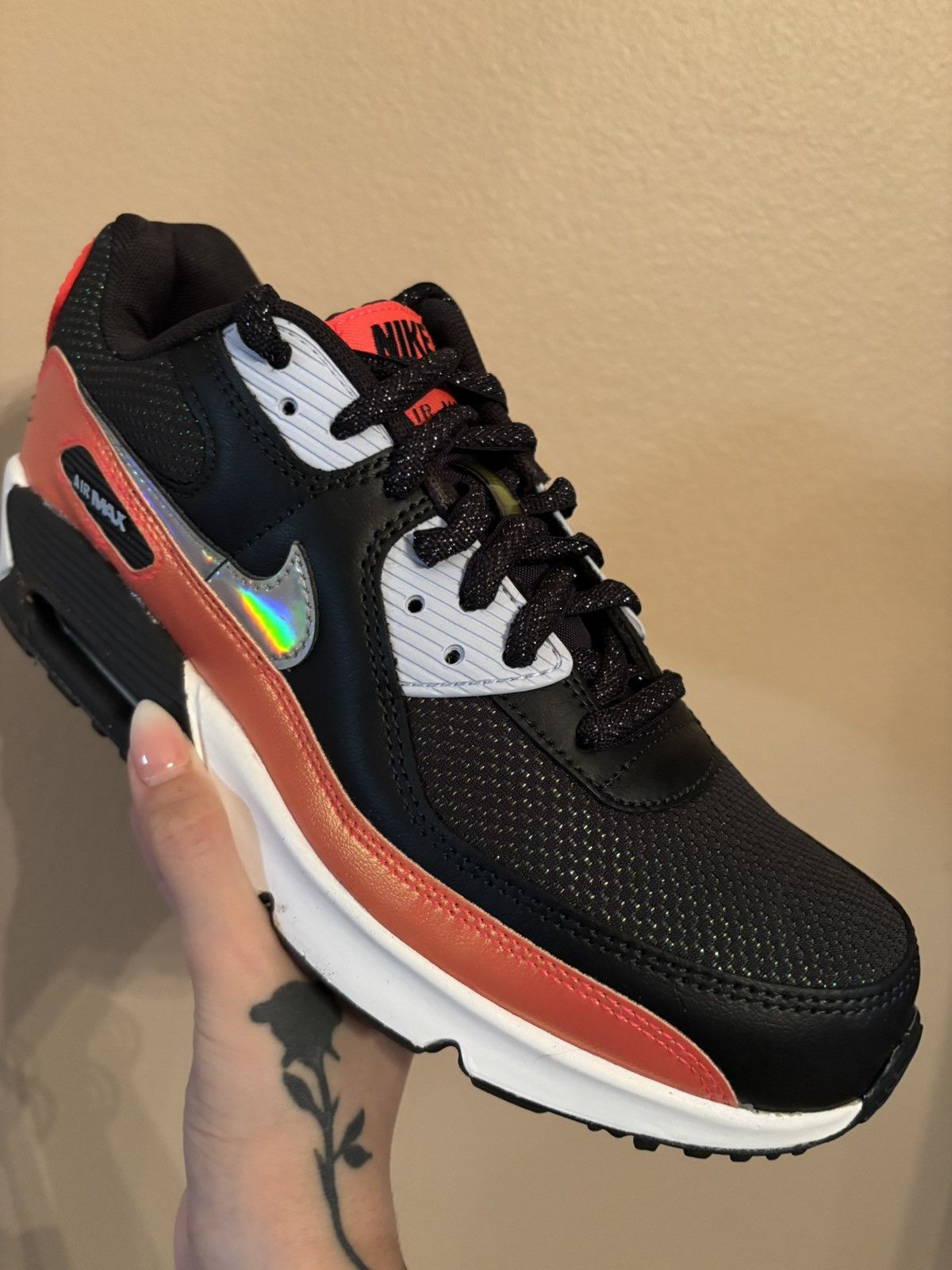 Nike Nike Air Max 90 FP GS 'Black Laser Crimson’ Size US 8.5 / IT 38.5 - 2 Thumbnail