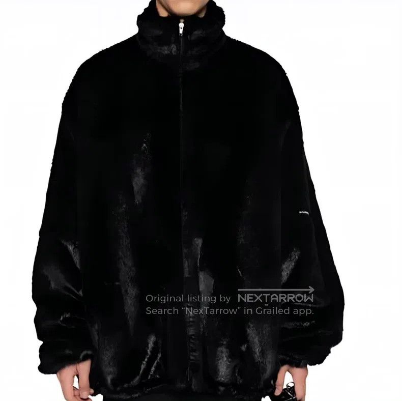 Balenciaga Balenciaga Sleeve Label Logo Faux Fur Jacket Black Size US S / EU 44-46 / 1 - 8 Thumbnail