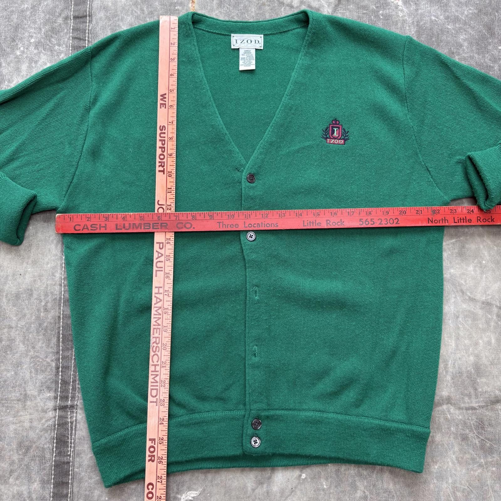 Izod Vintage 90s Izod Bright Green Grunge Knit Sweater Cardigan Size US L / EU 52-54 / 3 - 2 Thumbnail