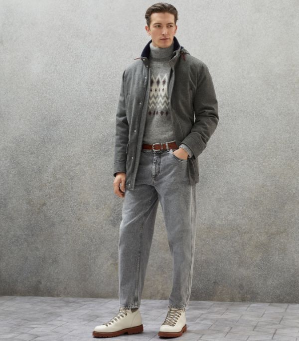 Brunello Cucinelli o1w1db10924 Rev Wr Cash Outerwear in Medium Grey Size US XS / EU 42 / 0 - 4 Thumbnail