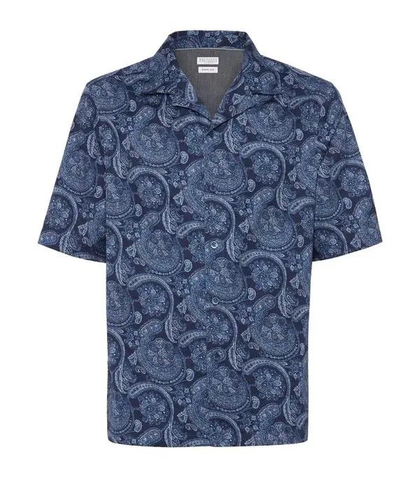 Brunello Cucinelli o1w1db10925 Short Sleeve Shirt in Navy Size US XS / EU 42 / 0 - 1 Thumbnail