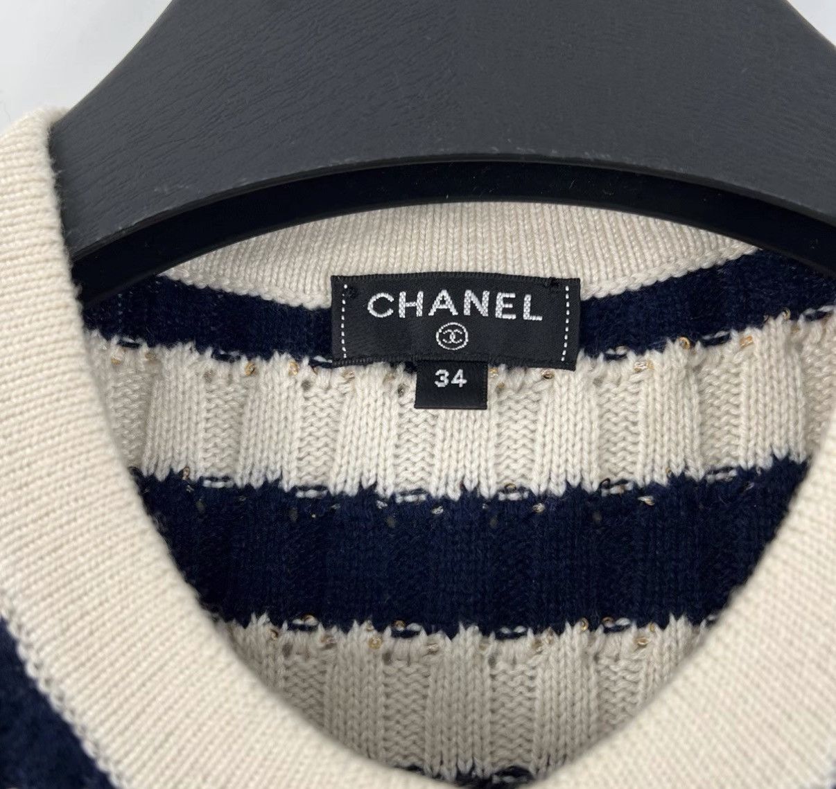 Chanel Chanel Blue & White Striped Sequin Knit Dress K12 Size XXS / US 00 / IT 34 - 3 Thumbnail