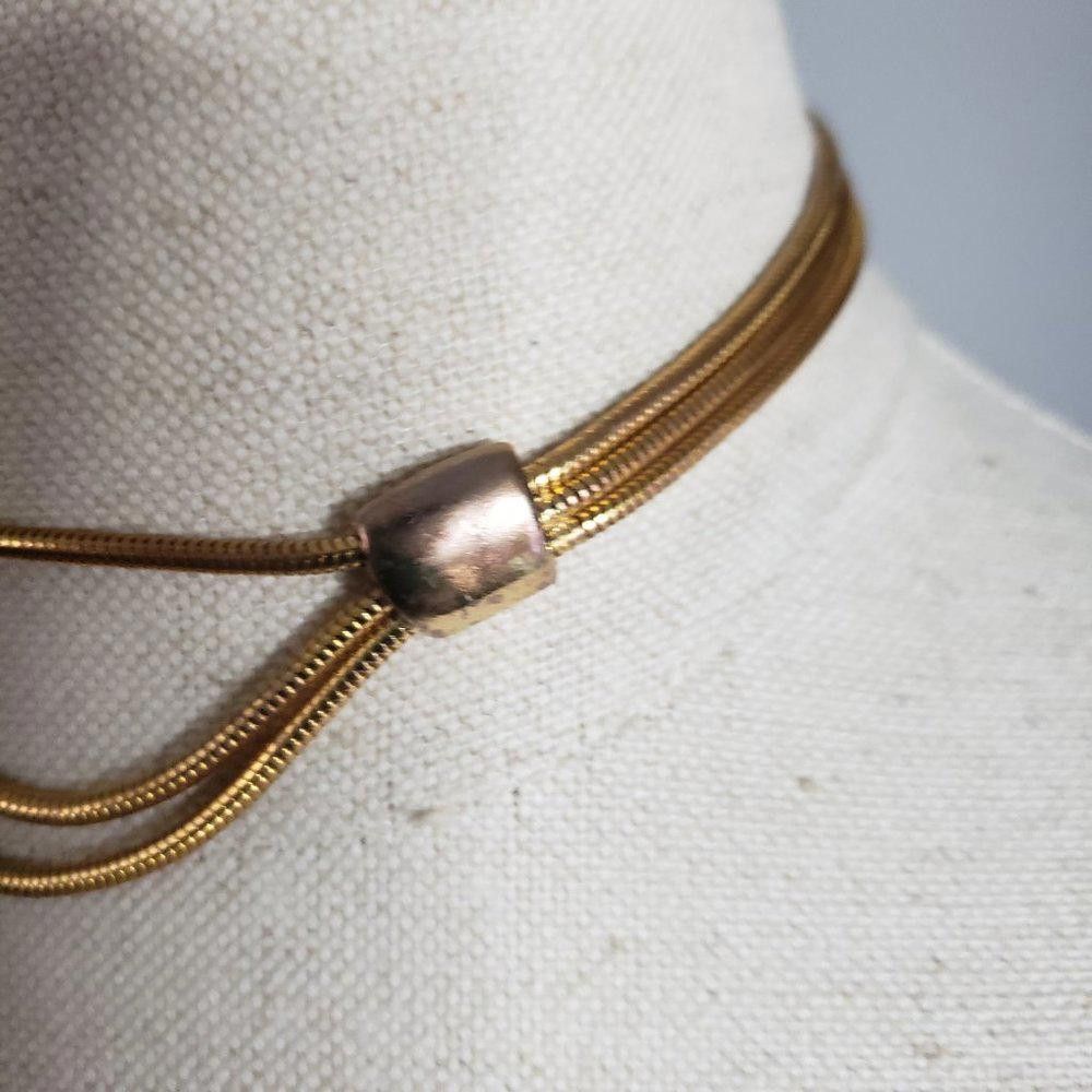 Designer Gold Plated Vintage Choker with extender 16" Size ONE SIZE - 3 Thumbnail