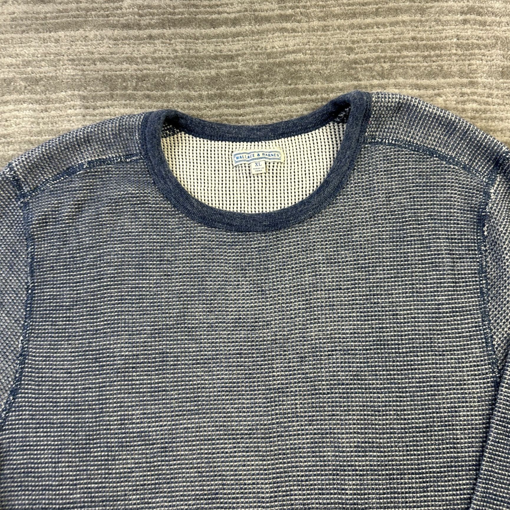 J.Crew J.CREW Shirt XL Wallace & Barnes Mens Blue Thermal Waffle Crew Neck Cotton Knit Vintage? No (revised: Non-vintage) Size US XL / EU 56 / 4 - 4 Thumbnail