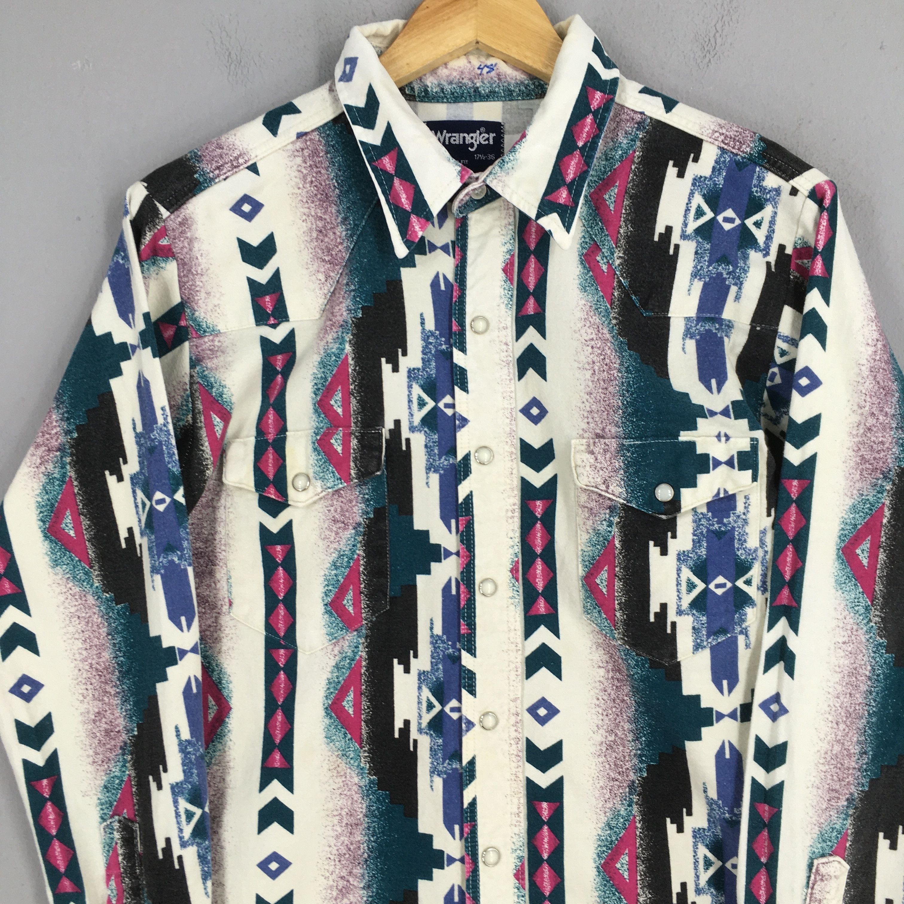 Wrangler Vintage 80s Wrangler Aztec Navajo Brushpopper Shirt Small Size US S / EU 44-46 / 1 - 2 Thumbnail